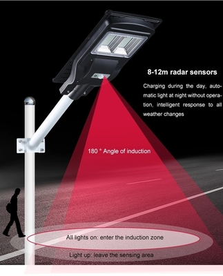 High Brightness And Energy Efficiency Solar Powered Street Lights All In One 6000k With Pole